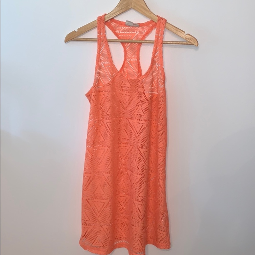Lagaci orange beach see-through cover up medium